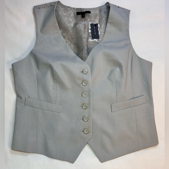The Limited Gray Lace Back Button Vest NWT Size Large - Picture 1 of 8